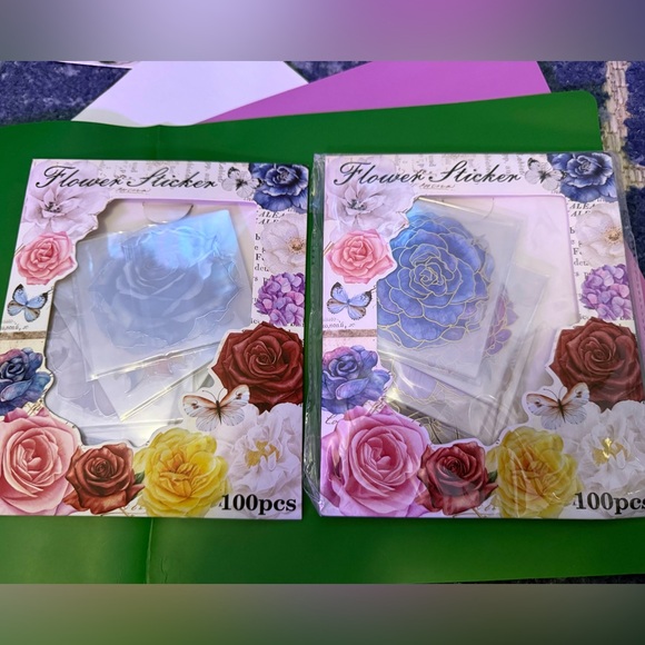 None Other - PET Floral Sticker Set with multiple color Roses and leaves/nature